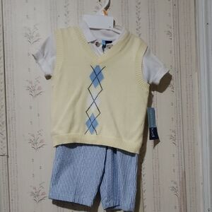 Good Lad Cream and Blue Argyle Polo Set